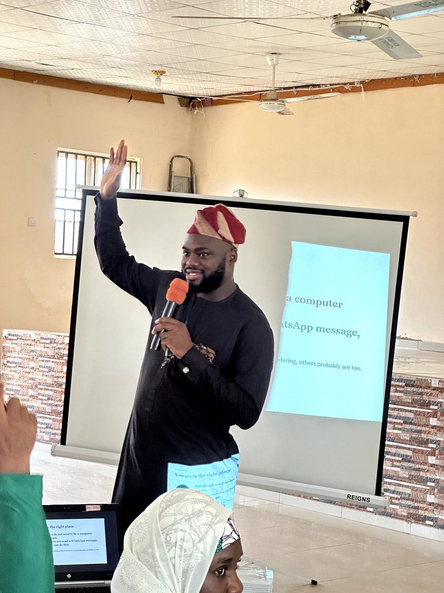 BrainBuilders01's tweet photo. Yesterday in Ilorin, we joined the Federation of Muslim Women’s Associations in Nigeria (FOMWAN), Kwara State chapter, as a resource partner for the step-down of their Annual National Education Summit.

The summit, held earlier in Abuja, carried the theme “The Ummah in the Age of Artificial Intelligence (AI): Challenges, Opportunities and Responsibilities.” The Kwara step-down brought that conversation home to members across the state, and FOMWAN asked us to lead the part of it that put AI directly into participants’ hands.

Most of the women in attendance were older; teachers, traders, community leaders, and many were using AI on purpose for the first time. We kept it practical, working on the phones they already carry, through Meta AI inside WhatsApp, in English and Yoruba. By the end they were building lesson plans, designing flyers and banners for their own work.

We gave real time to the responsibility part of the theme. AI will answer a question with full confidence whether it has it right or wrong, so we made it clear that it is a useful tool, not the last word, and anything that matters should be checked against a source you trust.

Our thanks to FOMWAN Kwara for the invitation, and for the care they bring to reaching their members.