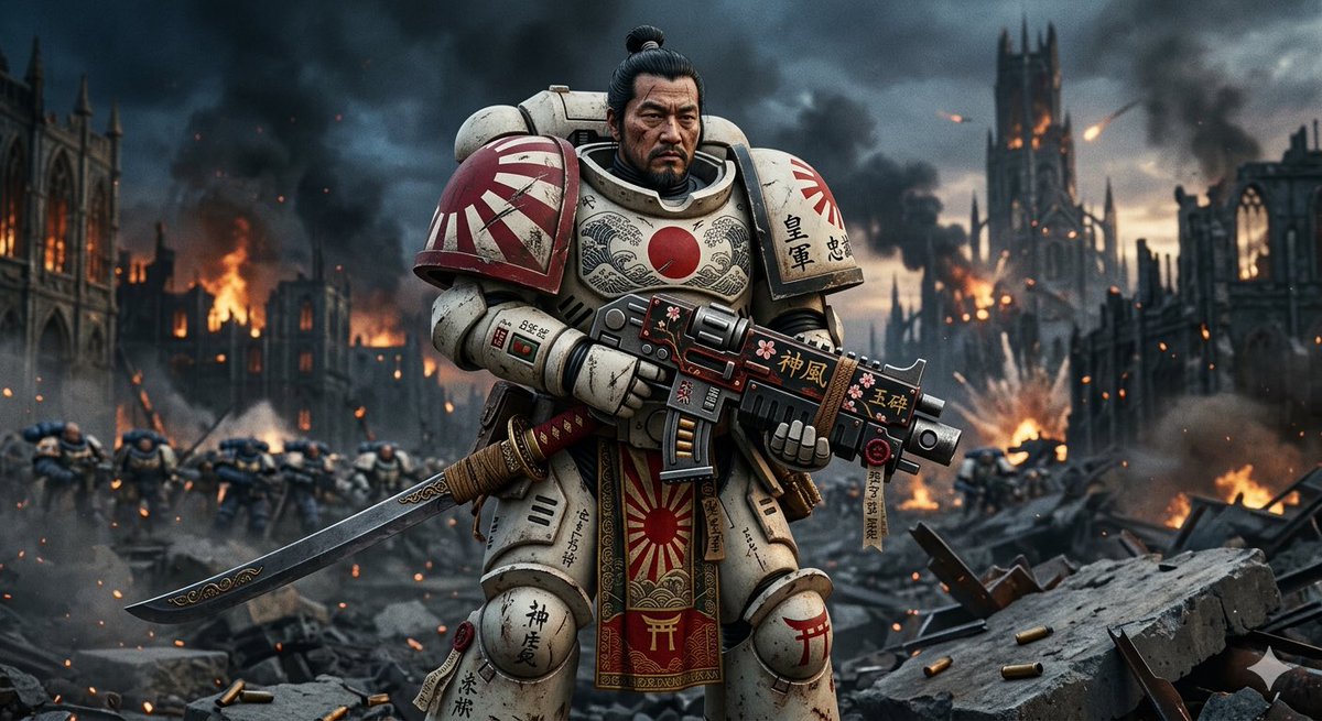 ChinityExodus's tweet photo. @harukaawake Remain Japanese 🤡
（refer to the American 🇺🇸 remade version after 1945）

If you want to try the original version containing any ancestor ingredients，you can find it in Battlefield 5 or Warhammer 40k.

“For the god emperor，BANZAI” https://t.co/MmHU5k5XJu