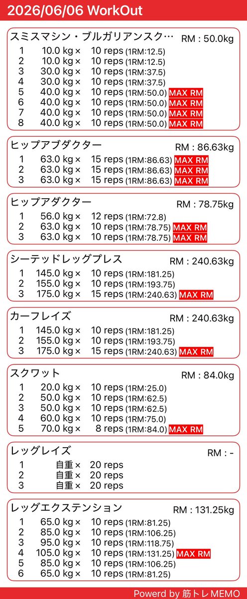 hmk_trainee's tweet photo. 6/6
脚の日
ジムこんな時間なのにめちゃ混んでた🫠
脚をみちみち
腰の調子が良かったのでスクワットを少し🤏
少しずつマイペースでやっていこう😎
あ
ちいかわドンキ夕方行ったけどめちゃ残ってた！！(銀座)かわいいヒョウ柄ww笑
プレゼントでもらったハンド＆リップクリーム🙏
明日は🍺🍺🍺🍺🍺笑 https://t.co/FKk91AcEGi