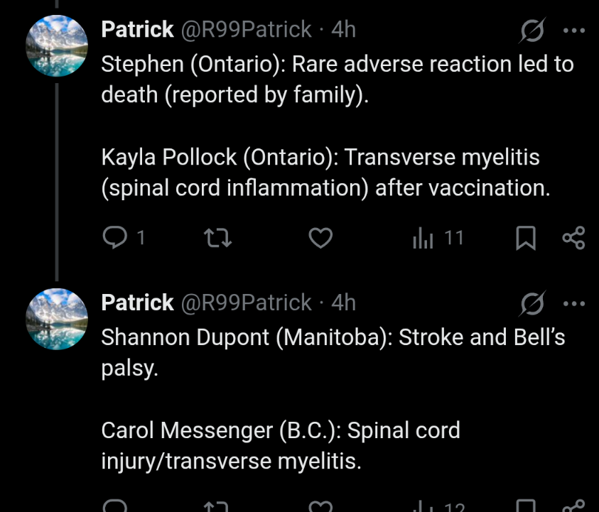 R99Patrick's tweet photo. @PeterHRatcliffe Ask these people how they are doing after the covid shot https://t.co/qM8JQvLWbX