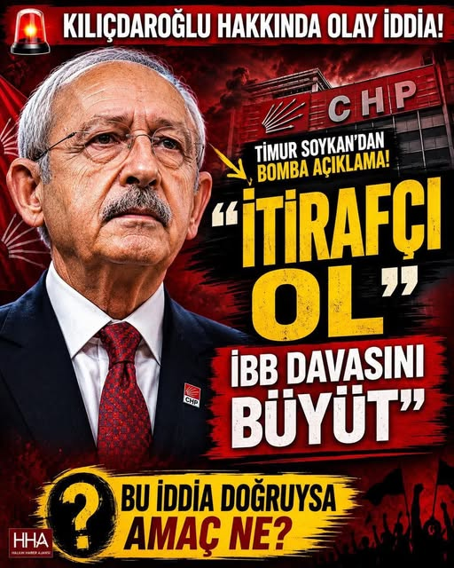 Dede38__'s tweet photo. }
🚨 Gazeteci Timur Soykan’dan siyaset gündemine oturan açıklama:
🗣️ “Çok önemli bir belediye başkanını Kemal Kılıçdaroğlu ziyaret ediyor.”
🗣️ “Kılıçdaroğlu bu kişiye ‘itirafçı ol, İBB davasını büyüt’ diyor.”
🗣️ “O belediye başkanı ve yakınlarının onayını almadığım için ismini açıklayamıyorum.”
Soykan’ın iddiaları sosyal medyada geniş yankı uyandırırken, söz konusu belediye başkanının kim olduğu sorusu da gündeme geldi.
❓ Sizce Timur Soykan’ın bahsettiği isim kim olabilir?
💬 Tahminlerinizi ve görüşlerinizi yorumlarda paylaşın.
#TimurSoykan #KemalKılıçdaroğlu #İBB #CHP #Siy