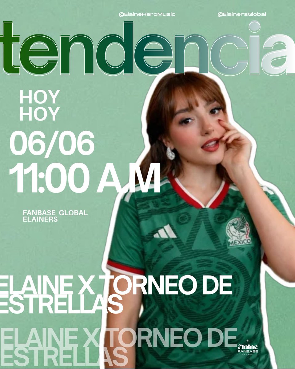 ElainersGlobal's tweet photo. Tenemos tendencia express por la participación de Elaine en #TorneoDeEstrellasFootGolf ✨⛳️
Nos vemos en unos minutos para empezar la tendencia 
ELAINE X TORNEO DE ESTRELLAS https://t.co/TYRpjUESMK