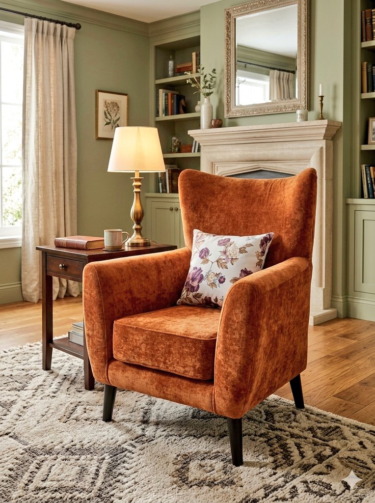 Abwooli_vaky's tweet photo. How is this? My people. 
Accent chair in Burnt Orange good for the living room or bed room and for any private space. https://t.co/ajIcg8JQA0