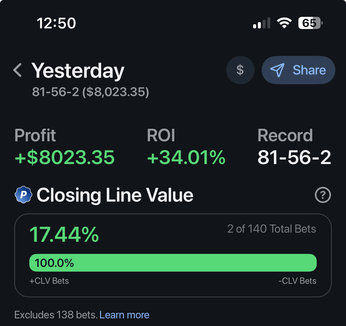 ChanceEVs's tweet photo. Love when my weighted coin flips land on the right side. https://t.co/L0JwXS54YA
