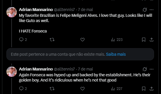 dieblume__'s tweet photo. @Tbmsoutimo @GuiRank2103 E esse aqui mês passado. Detalhe da contradição de uma pessoa q põe na bio q é fã do Federer, Sharapova, Sinner e Mirra e vem falar que não gosta do João pq "é apoiado pelo establishment"😂. Eles não sabem nem o q é establishment e repetem essa baboseira do Cuvy https://t.co/rE2VetgES8