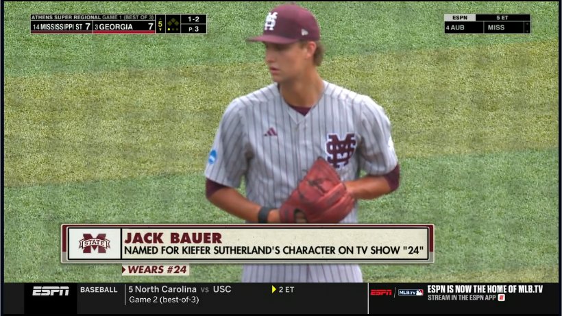 MostCrucified's tweet photo. we've got a guy named jack bauer wearing #24 and throwing 99 MPH https://t.co/rIYBzi7Dph