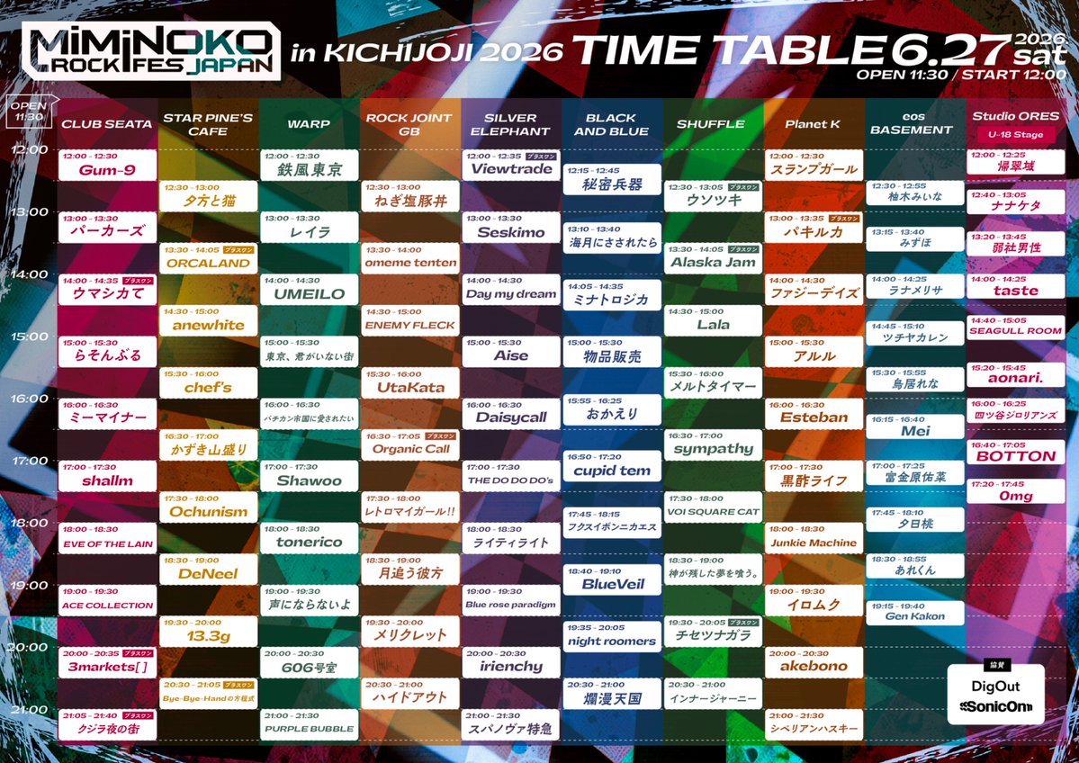 VSC_official's tweet photo. 【🔓タイムテーブル解禁🔓】

⚫︎2026.6.27(土)📍 吉祥寺エリア 9会場

MiMiNOKOROCK FES JAPAN in 吉祥寺 2026 タイムテーブル解禁💥

#VOISQUARECAT の出演は
SHUFFLEにて17:30〜⏰

⏰Open 11:30 / Start 12:00
🎫 前売り¥4,800+1D

🎟️チケットはこちらから🔻
https://t.co/ahLwTsoQyH

#ミミノコ https://t.co/PGpA3jxHpM