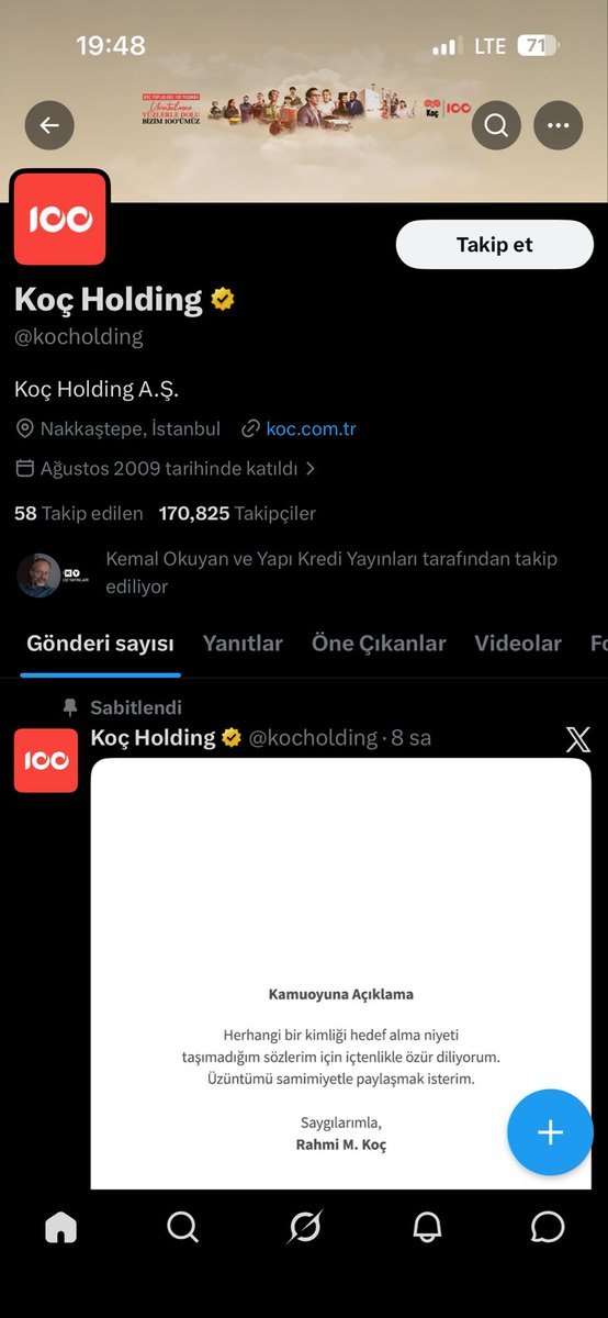 rorschach1313's tweet photo. Koç holdingin açıklamasına bakayım dedim bide ne göreyim diz çöken Kemal takip ediyor. https://t.co/eU6r2466yE