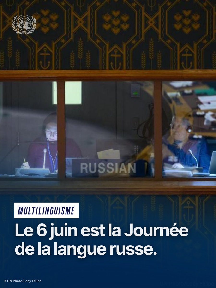 ONU_fr's tweet photo. L’ONU célèbre la Journée de la langue russe chaque année le 6 juin.

Le russe est l'une des six langues officielles de l’ONU.

Suivez @UnitedNationsRU pour les dernières actualités de l’ONU en russe. https://t.co/ErnybY19uh
