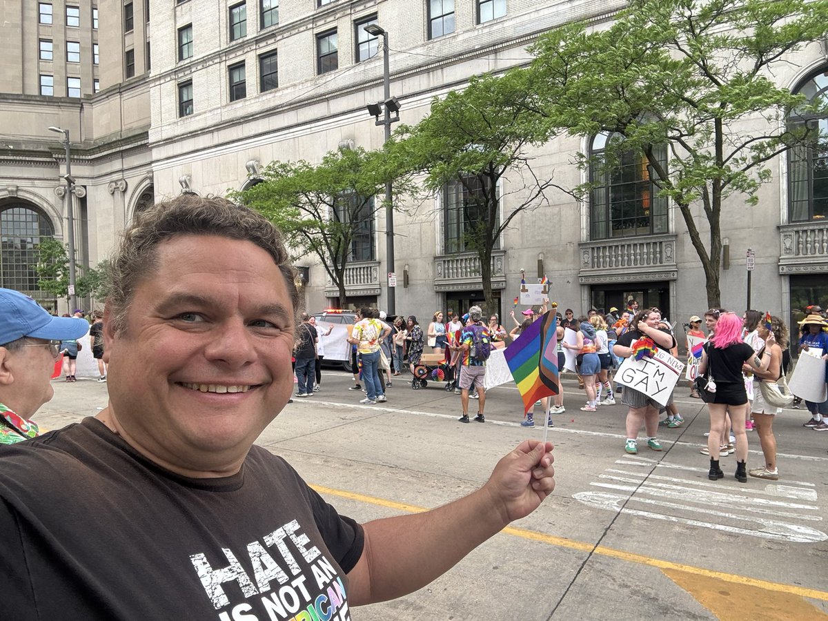 misterjumpyfox's tweet photo. I’m 47 years old and today I went to my very first gay pride parade.  It was in downtown Cleveland.  I went with my friend Toby.  I don’t know why I waited that long.  I guess I just didn’t get around to it before. https://t.co/ytWrRGwIBd