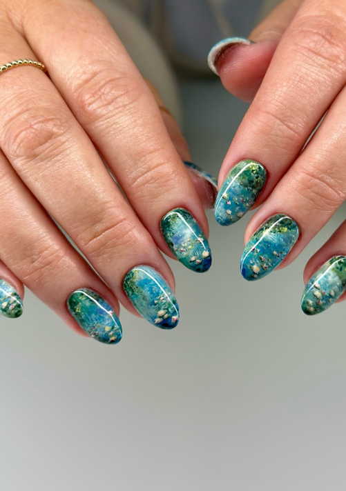 archivedlooks's tweet photo. Monet water lily nails by bees.knees.nails  🪷 https://t.co/b05JCE8AVU