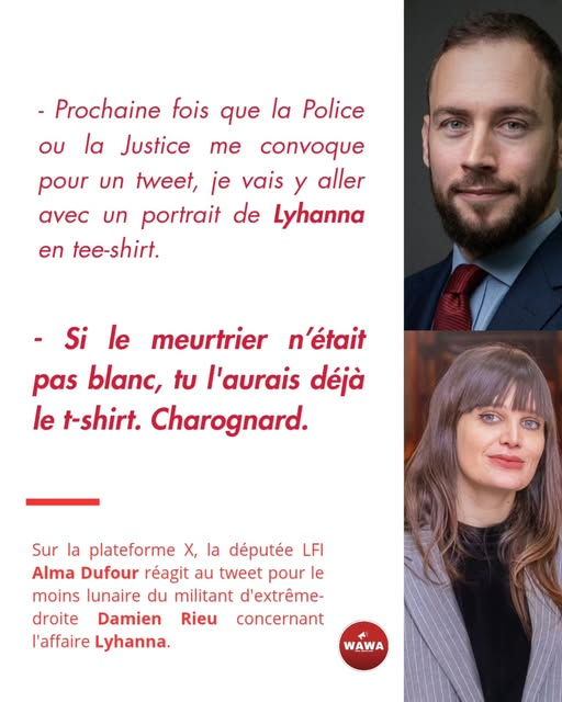 JRenardiere's tweet photo. Affaire Lyhanna : la députée Alma Dufour recadre le militant d'extrême-droite Damien Rieu. https://t.co/GCNtlNZaqy