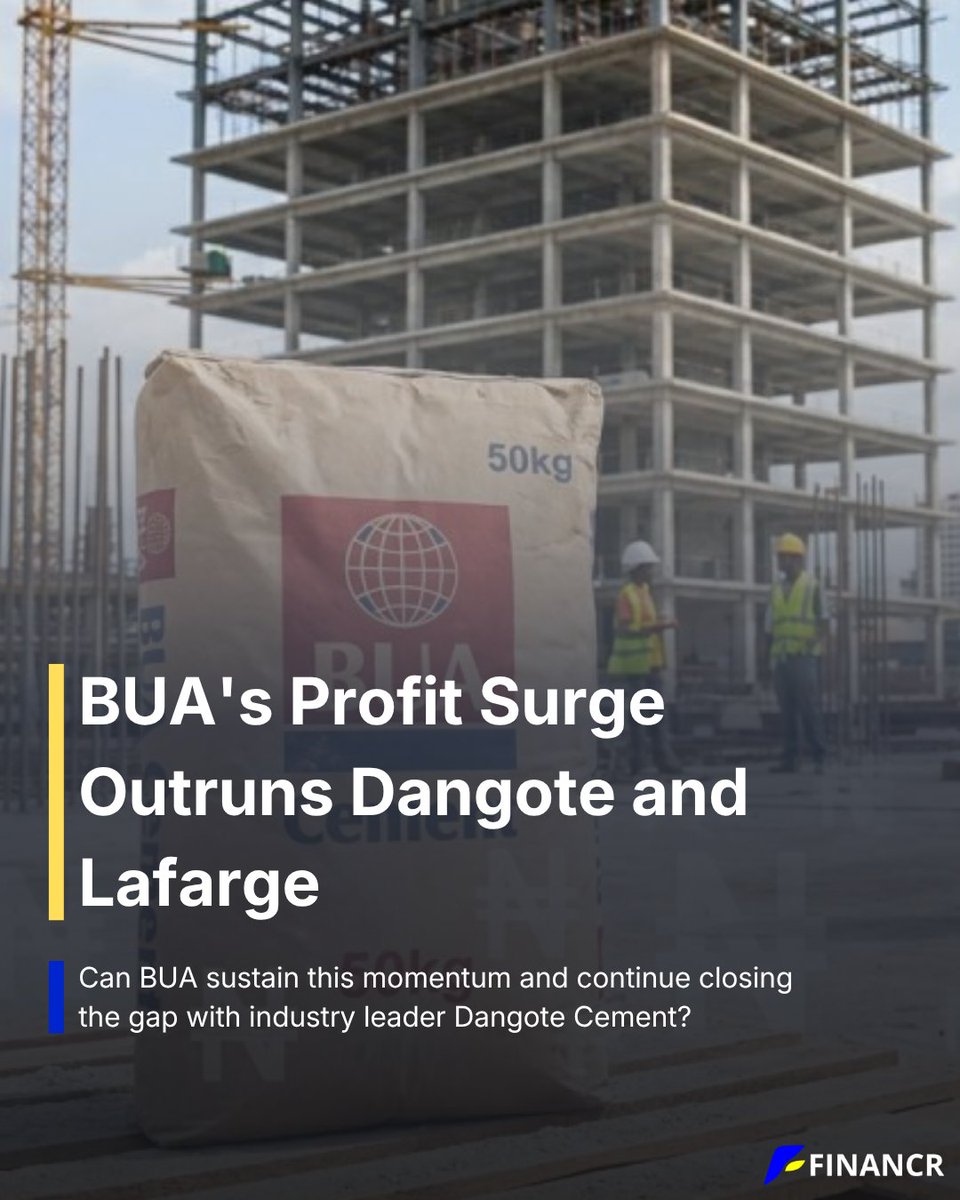 _FINANCR's tweet photo. Nigeria's cement industry is booming, but one company is growing faster than the rest.

BUA Cement has reported the strongest profit growth among Nigeria's major cement producers.

#NGX #financr #buacement #nigeriastockmarket https://t.co/uuMwmkQF8l