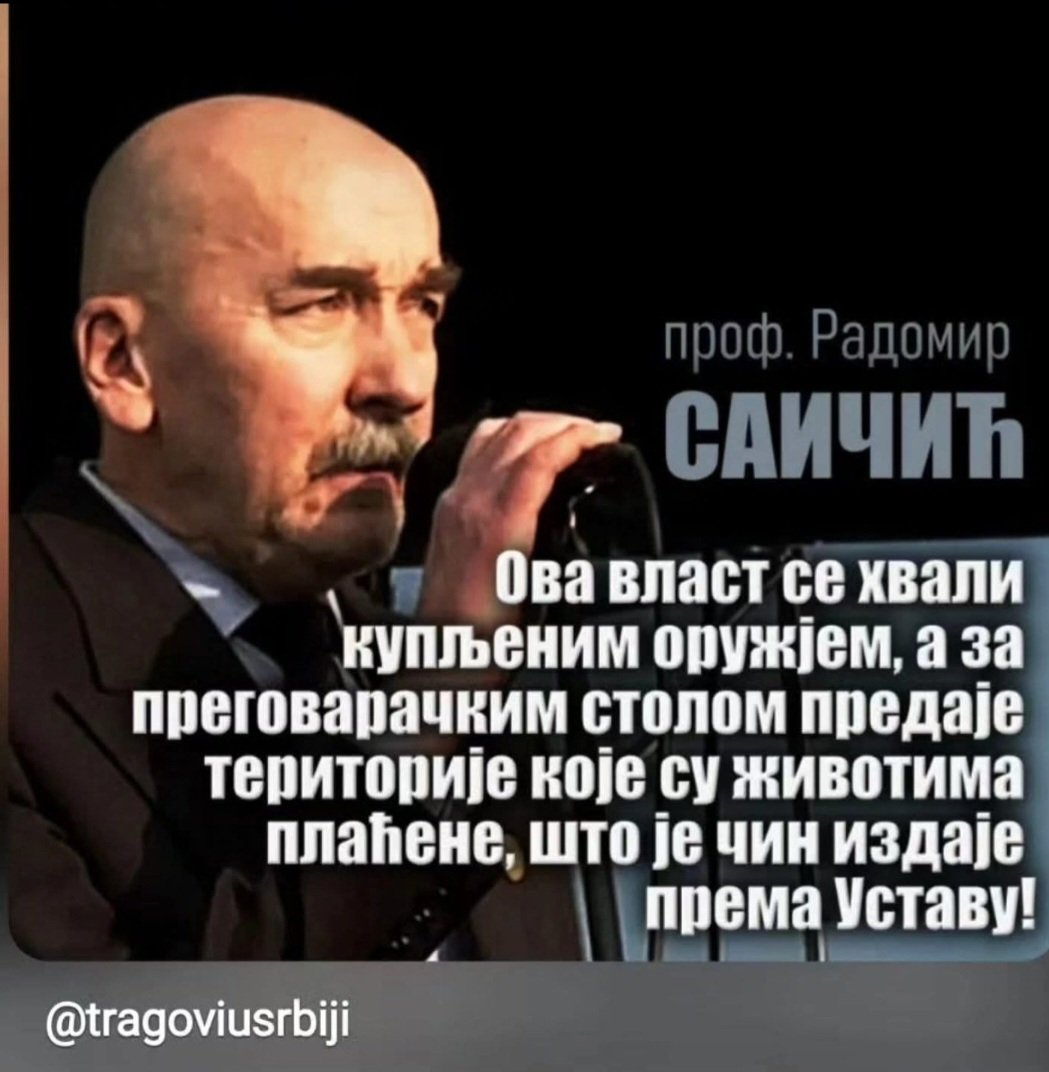 DejanMilo683550's tweet photo. Проф. Саичић је на скупу на Славији својим говором разоткрио антисрпску природу актуелног режима. Режим пуних 14.година, огрнут заставом, понижава наше наслеђе и перверзно спроводи политику издаје. Луциферијански марифетлуци су огољени. https://t.co/1ldNNuiumo