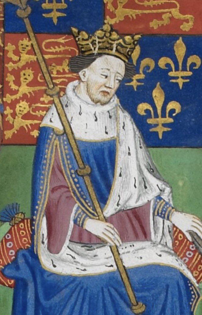 LauraAKarim's tweet photo. #WarsoftheRoses
When did the Lancastrian King #HenryVI lose his wits? Many of you will be familiar with his mental collapse in summer 1453 after England’s defeat at the Battle of Castillon. But could he have been struggling before then? An allegation recorded OTD in 1450 as part of the launch of the judicial inquiry which followed Cade’s rebellion certainly suggests this.
The purpose of the inquiry was to hunt down & punish leaders & participants in Cade’s rebellion by investigating allegations witnesses had made against suspected individuals. One of these allegations read as follows:
‘It is to be enquired for our Sovereign Lord the King that if John Merfeld of Brightling in the shire of Sussex husbandman & William Merfeld of Brightling the shire foresaid husbandman at Brightling in the open market the Sunday in the feast of St Anne in the 28th year of our said Sovereign Lord falsely said that the King was a natural fool & would oft times hold a staff in his hands with a bird on the end playing therewith as a fool & that another king must be ordained to rule the land saying that the King was no person able to rule the land.’
The accused men were peasant farmers (husbandmen) & weren’t courtiers with personal access or knowledge of Henry. We have records of slanderous remarks being made about other English medieval Kings, but as far as I’m aware none of these ever questioned their sanity. It therefore seems likely to me that the Merfelds may simply have been articulating a commonly held perception among their contemporaries.