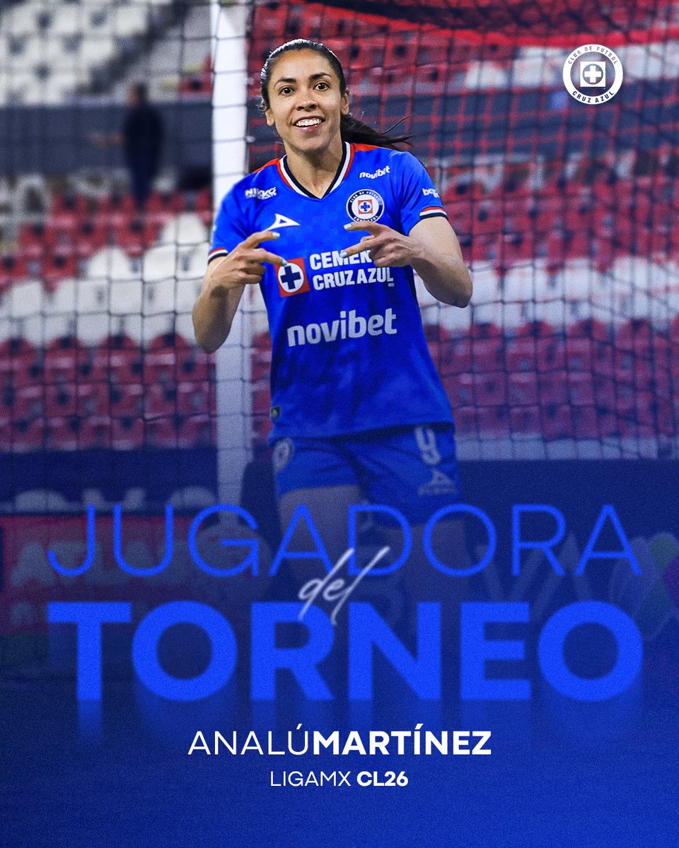 AzulFemenil's tweet photo. Por segunda ocasión de manera consecutiva nuestra @AnaluMartinz20 es la jugadora del torneo en la Liga MX Femenil y no podemos estar más orgullosos de todo el trabajo, esfuerzo y dedicación 🥹🚂 

¡Orgullo Celeste! https://t.co/UOW4VeYDRQ