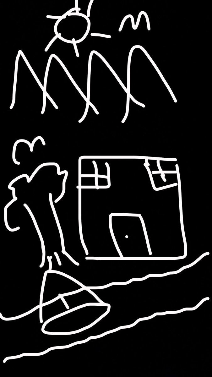 INoddjj's tweet photo. @s4u_2 الرسمة الأزلية بيت وجبال ونهر وقارب 
وطيور .. 
كنا نحب النهر رغم ماعمرنا شفناه https://t.co/M8H85WKmUe