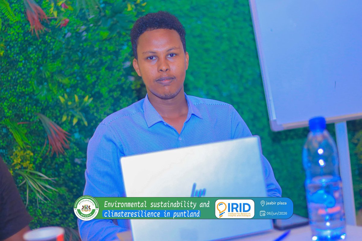 IRIDInstitute's tweet photo. 🌿 World Environment Day 2026: IRID Institute and Puntland Ministry of Environment hosted a policy dialogue on 𝐄𝐧𝐯𝐢𝐫𝐨𝐧𝐦𝐞𝐧𝐭𝐚𝐥 𝐒𝐮𝐬𝐭𝐚𝐢𝐧𝐚𝐛𝐢𝐥𝐢𝐭𝐲 𝐚𝐧𝐝 𝐂𝐥𝐢𝐦𝐚𝐭𝐞 𝐑𝐞𝐬𝐢𝐥𝐢𝐞𝐧𝐜𝐞 𝐢𝐧 𝐏𝐮𝐧𝐭𝐥𝐚𝐧𝐝.

 #ClimateAction #Somalia #IRIDInstitute https://t.co/37gThwRVoQ
