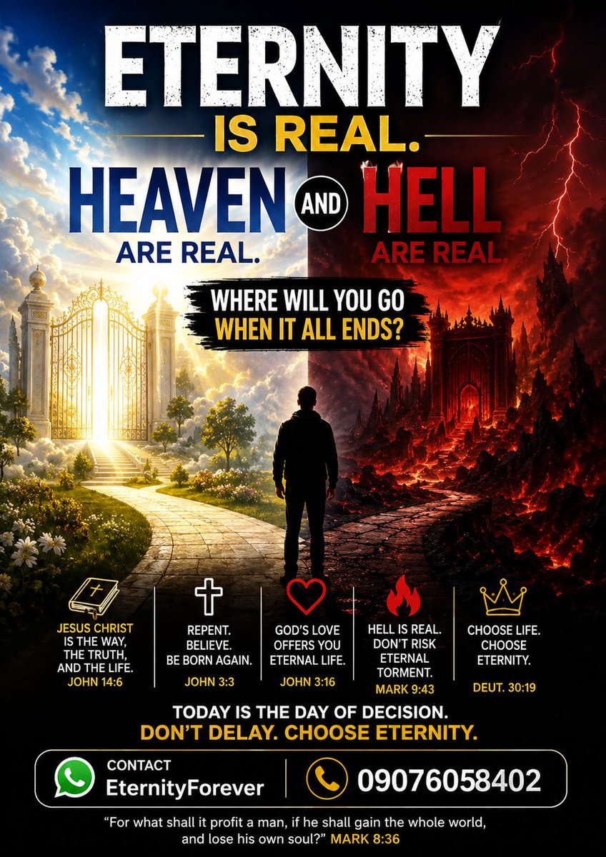 d_untochable's tweet photo. Every human is on a journey to his final destination. Where is your destination? 

#Eternity #heaven #hell #salvation https://t.co/Tdj0CLmqgv