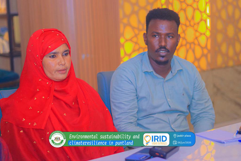 IRIDInstitute's tweet photo. 🌿 World Environment Day 2026: IRID Institute and Puntland Ministry of Environment hosted a policy dialogue on 𝐄𝐧𝐯𝐢𝐫𝐨𝐧𝐦𝐞𝐧𝐭𝐚𝐥 𝐒𝐮𝐬𝐭𝐚𝐢𝐧𝐚𝐛𝐢𝐥𝐢𝐭𝐲 𝐚𝐧𝐝 𝐂𝐥𝐢𝐦𝐚𝐭𝐞 𝐑𝐞𝐬𝐢𝐥𝐢𝐞𝐧𝐜𝐞 𝐢𝐧 𝐏𝐮𝐧𝐭𝐥𝐚𝐧𝐝.

  #IRIDInstitute #Sustainability #Climate https://t.co/uisB7xoiEx