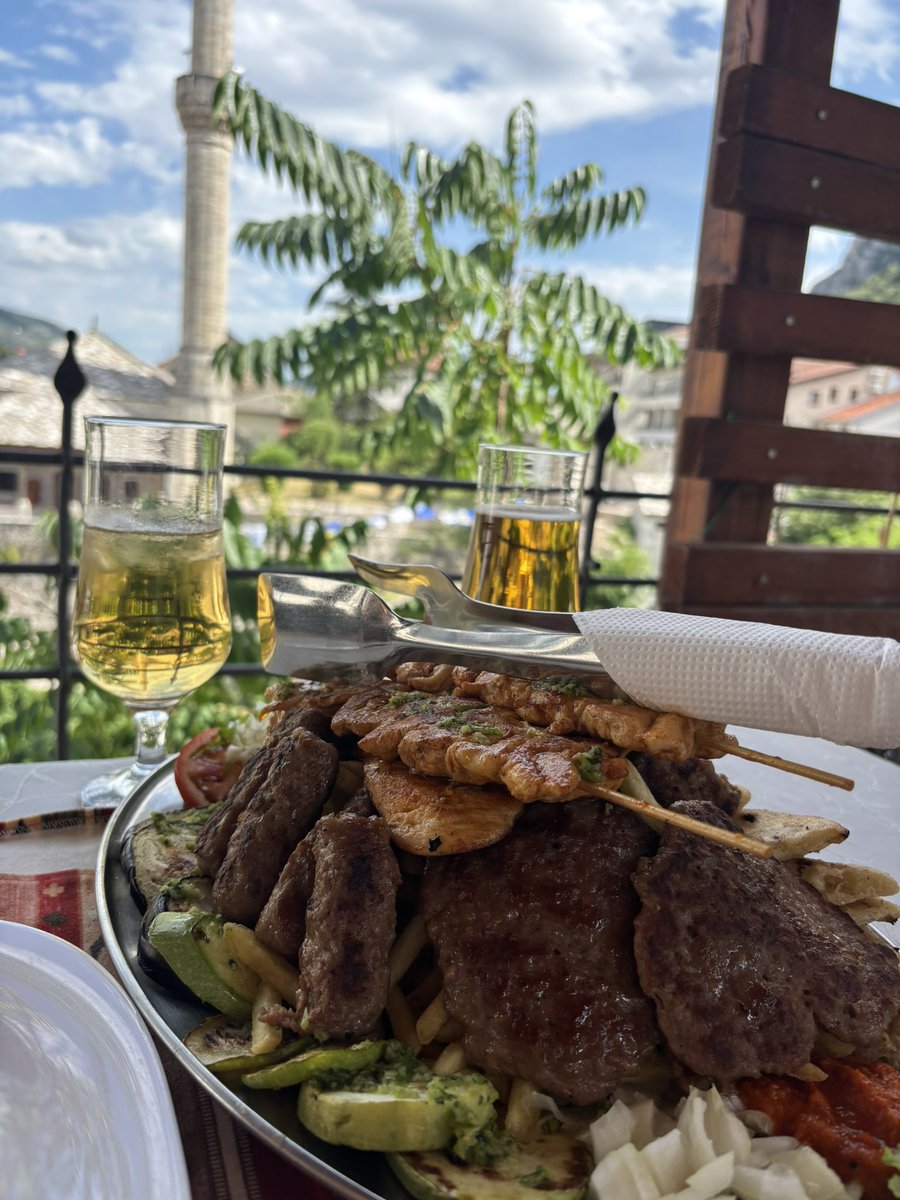 timfisher51's tweet photo. @theavfcfaithful @cagiago_ Funnily enough I am in Mostar as had a soft spot for here after the Villa game and just had this meat platter 😂 Balkan food 🙌 https://t.co/2xNyqLxaB0