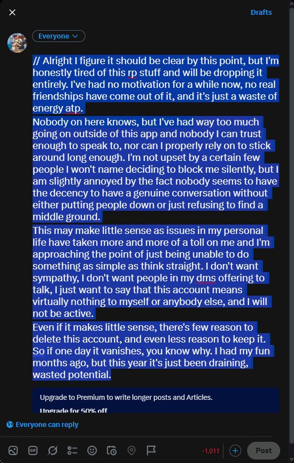 TheBetterOak's tweet photo. // Give this a skim read if you see it. If you desperately need to say something, then comment, quote, just don't DM. https://t.co/lmmbZ4EzPw