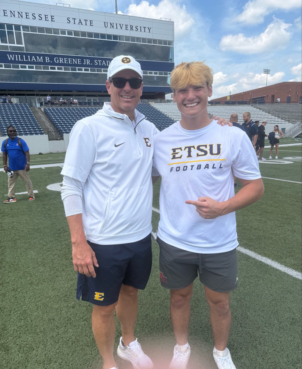 harper_gra69726's tweet photo. Thank you @ETSUFootball for inviting me to camp. Had a great time and learned a lot! 
@Coach_heals @CoachB_Blackmon @HallTechSports1 @RecruitTheHills @AL7AFootball @CoachJamesVH @CoachKerryon @BallCoachHP https://t.co/35aJoyPK2U