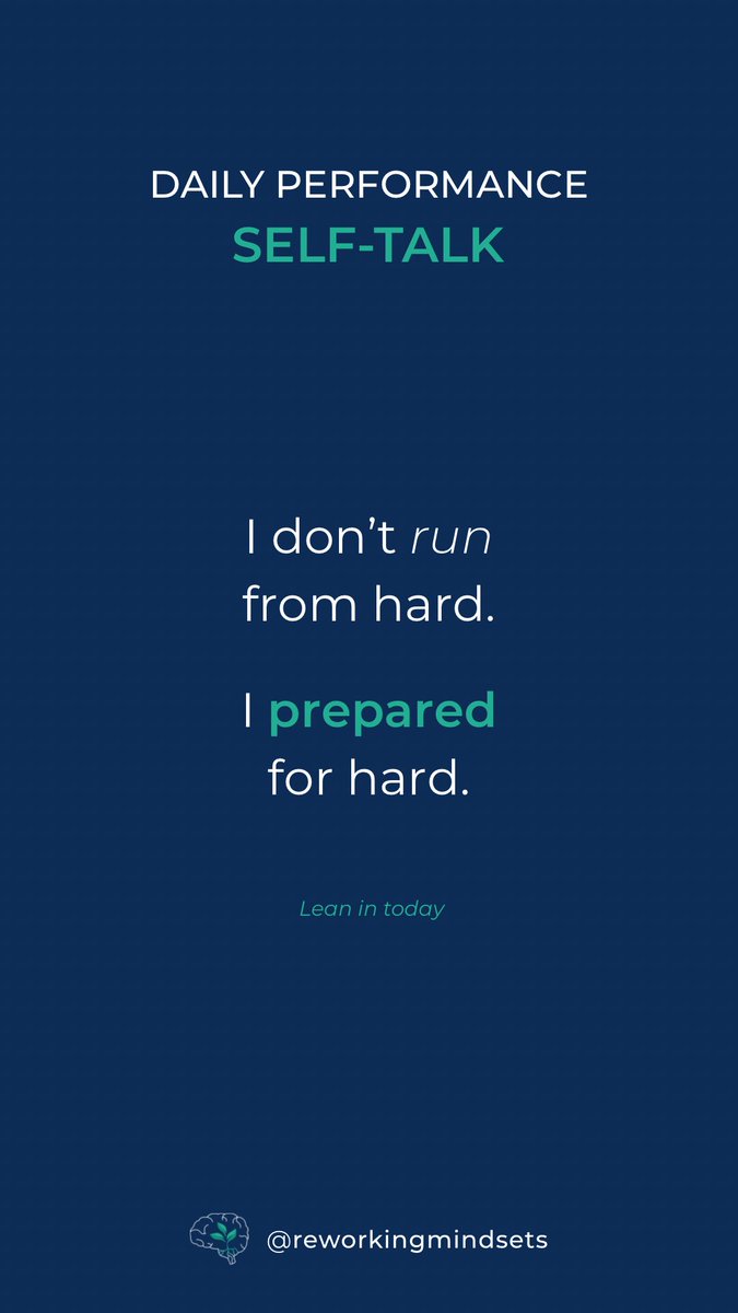 ReworkMindsets's tweet photo. Daily Mental Performance Self-Talk

I don’t run from hard. I prepared for hard. https://t.co/hd7bsPo9F6