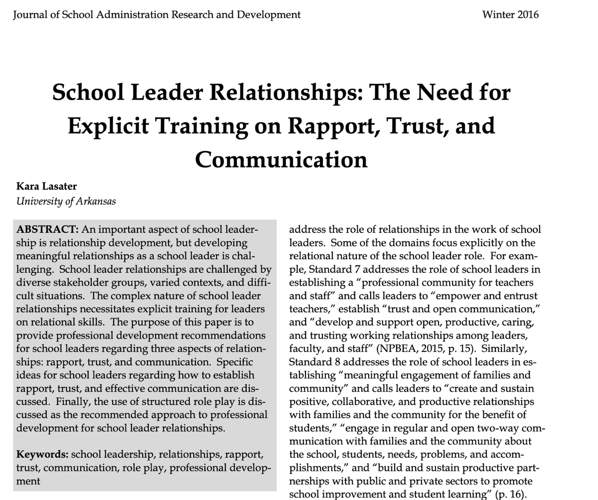 JSARD_'s tweet photo. From the JSARD archives:  "School Leader Relationships
The Need for Explicit Training on Rapport, Trust, and Communication"

🔗 https://t.co/Z4ZxQJtO6v https://t.co/IeP62qVIrT