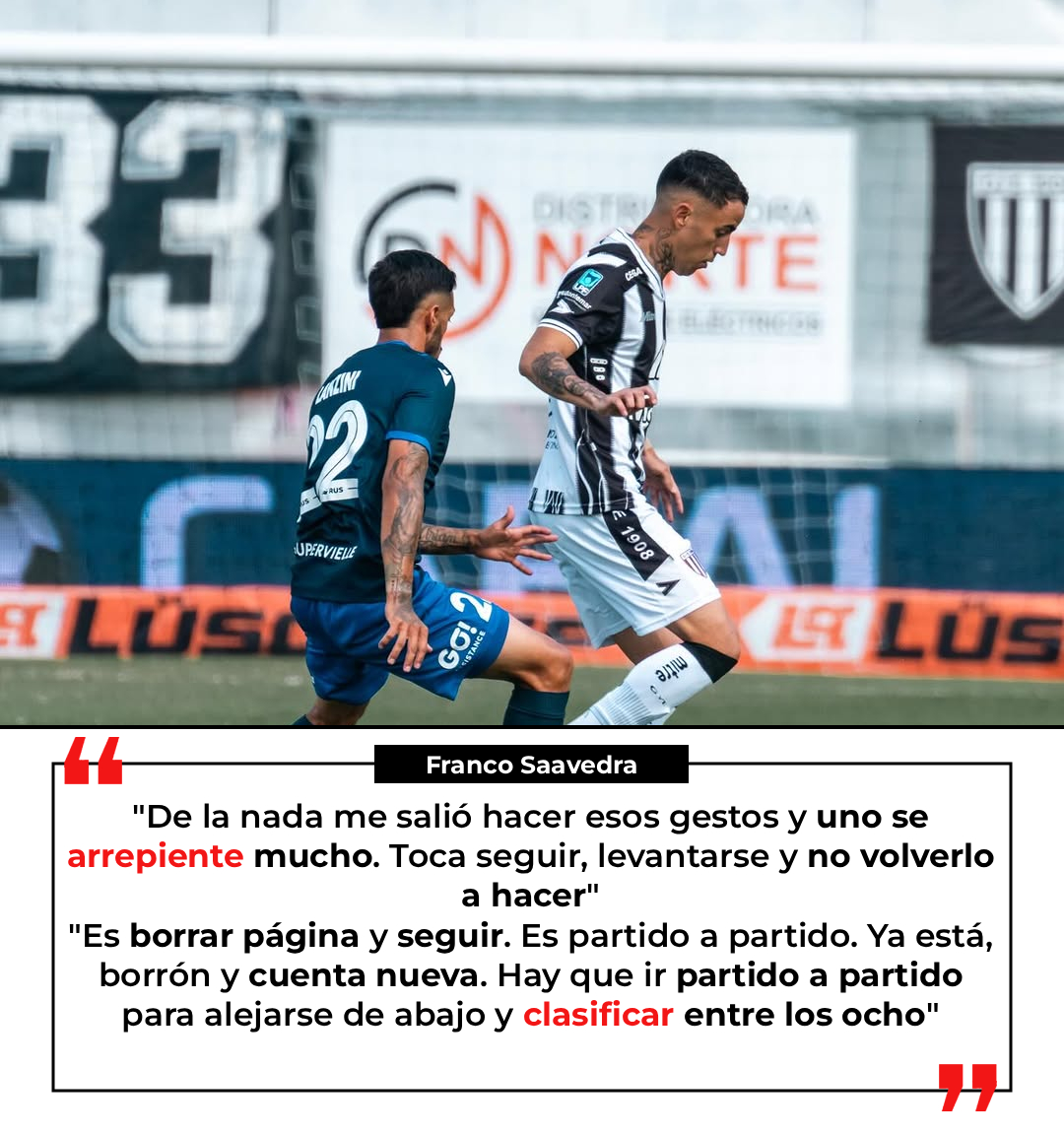 1908GEM's tweet photo. (...) Uno no se da cuenta en el momento, está a mil por hora, más en un clásico"

🖤 El defensor del Lobo también aprovechó para resaltar el objetivo del club de cara al Clausura: "Alejarse de abajo y clasificar entre los ocho". https://t.co/8ph7DH5jfI