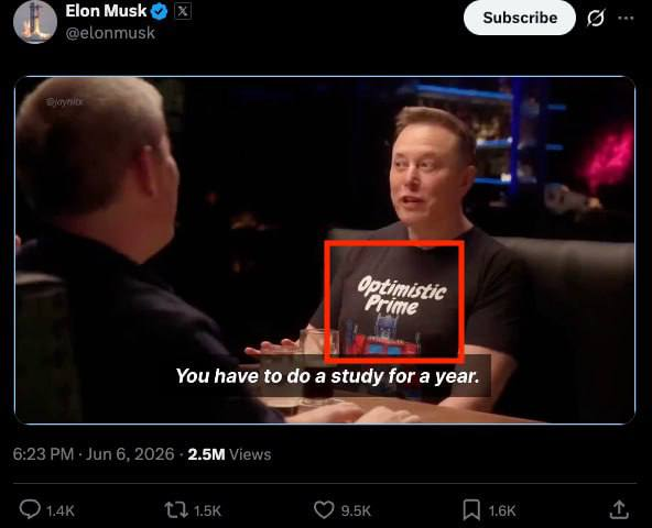 primeonerc's tweet photo. @elonmusk @GadSaad Optimistic Prime 🤖 https://t.co/okbTUijr2E
