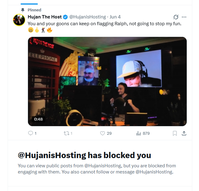TritonNot's tweet photo. Accuses me of Having doxxers and swatters pedos rapists murders you name it  in my community ask for names and proof And i get blocked LOL https://t.co/7xJOvmrwf9