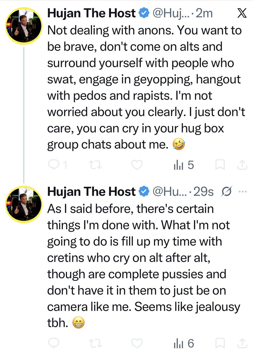 WiiWick's tweet photo. Last night, Hujan decided to crash out at Lord Triton, Funny Groyper, &amp; Mr K for being cordial to @TheRalphRetort. When asked by Lord Triton to come on the Raven Cast, he decides to run &amp; make a cope thread about “anons”. SAD! PATHETIC! https://t.co/chdB4wF6u9