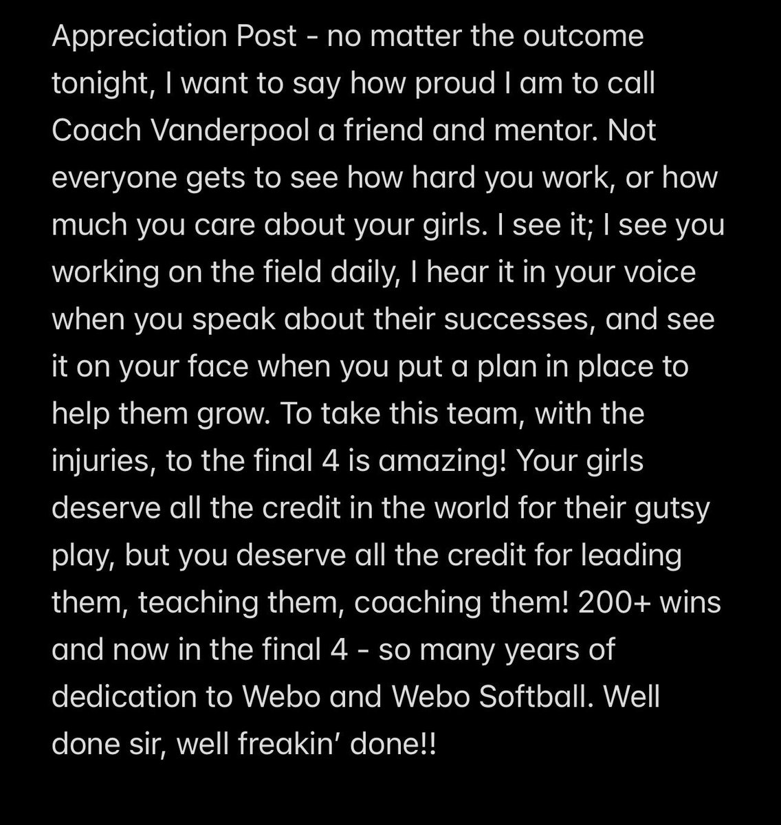 Webo_Baseball1's tweet photo. @WBstarsSoftball Go get one ladies!! https://t.co/q8ymhhycGK