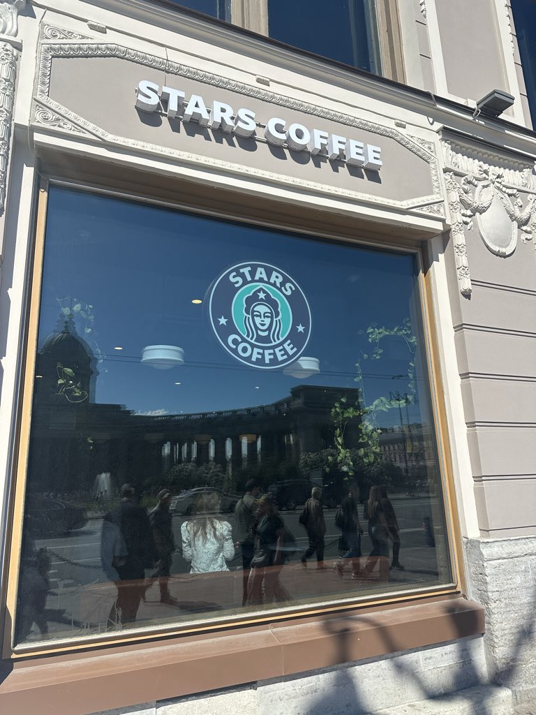 RealCandaceO's tweet photo. We told Russia they couldn’t have Starbucks and they really said, “okay—now we own it, and we call it “Stars coffee”. 
Same great taste, no American demands met. 😂

They did this for virtually every brand that got sanctioned btw. Just made it their own. https://t.co/q8EY4PDHfD