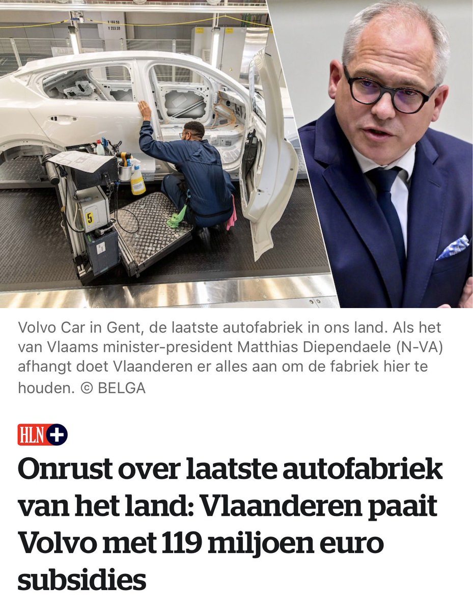 dbruckmann's tweet photo. Eerst plundert de (r)overheid +50% van 6.500 Volvo-lonen, om de fabriek daarna te 'redden' met 119 miljoen euro subsidie. Doel? Overmorgen die lonen opnieuw bestelen. 🤡 https://t.co/o9Ol9up8wc