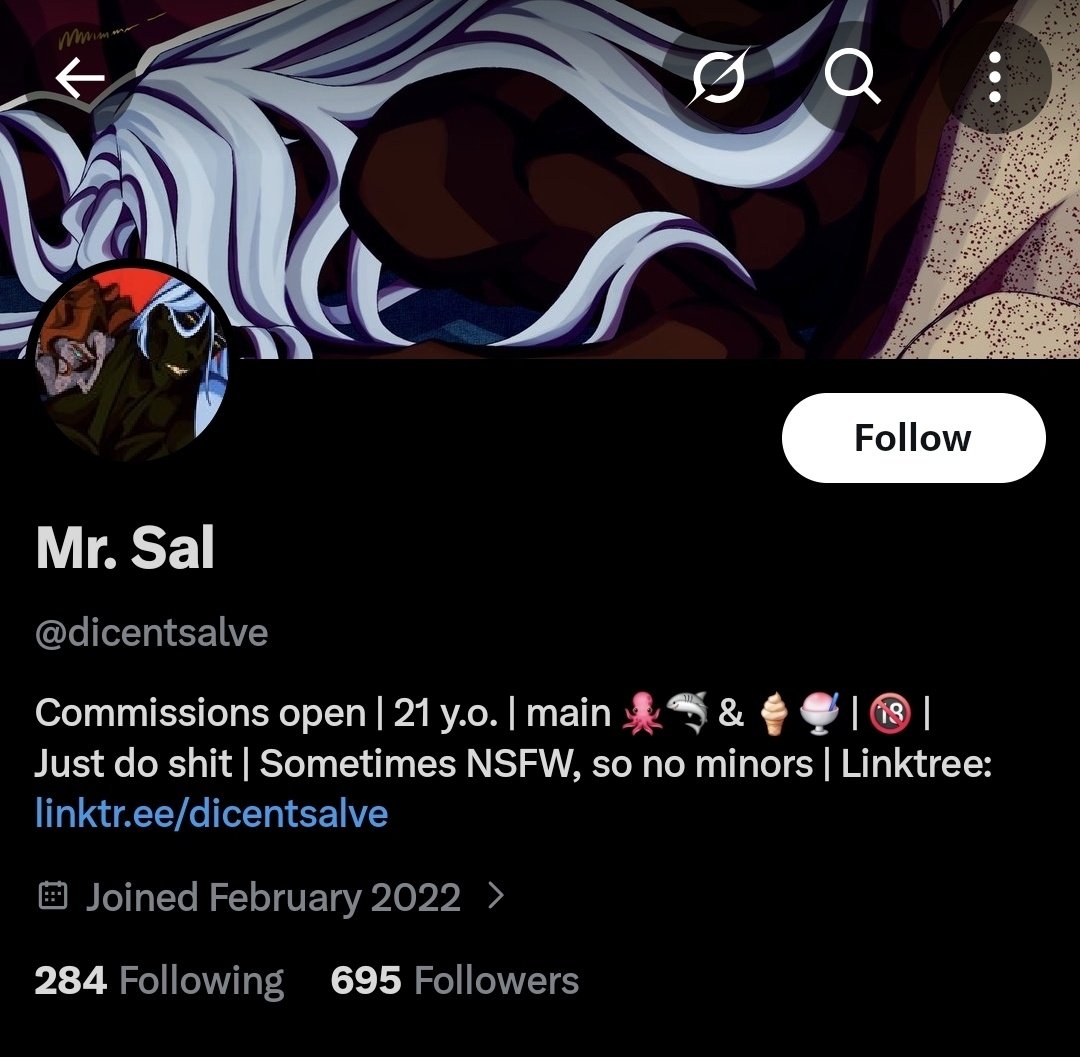 yapperdapper6's tweet photo. I'm throwing shade at this sal person too they should've confirmed Hubert's age... That said Hubert follows multiple mdni accounts and he is 15 so add that to the list https://t.co/KPhg4OmE8g