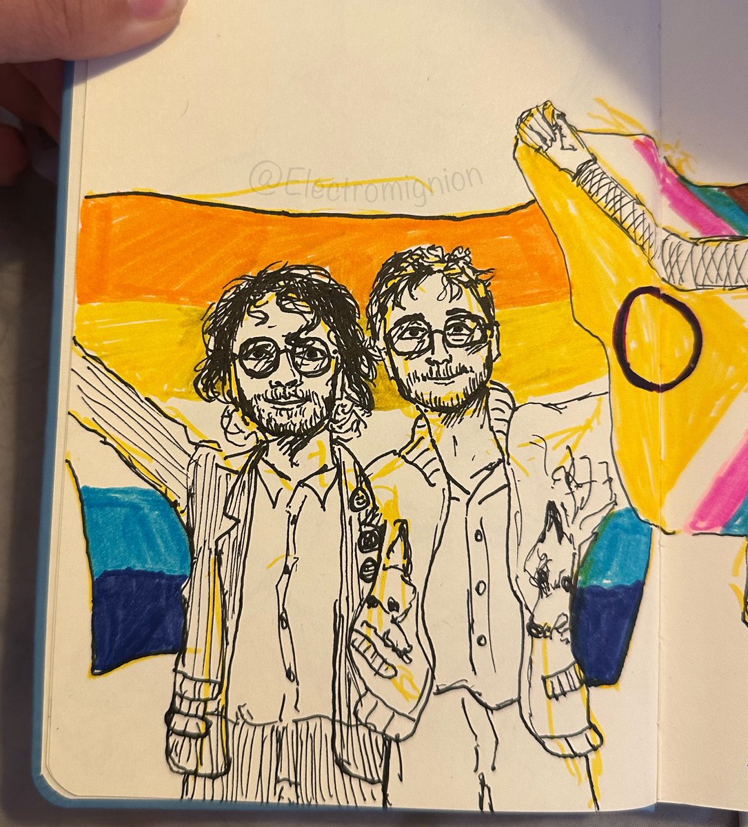 Electromignion's tweet photo. Happy Pride month this time with my two heavily aroace coded professors Jeremy Bradshaw and Ryland Grace 🥹🫶

I think both of them are a platonic match made in heaven and they would really get along so I NEEDED TO PICTURE THEIR CROSSOVER https://t.co/OiXhu5o2qy