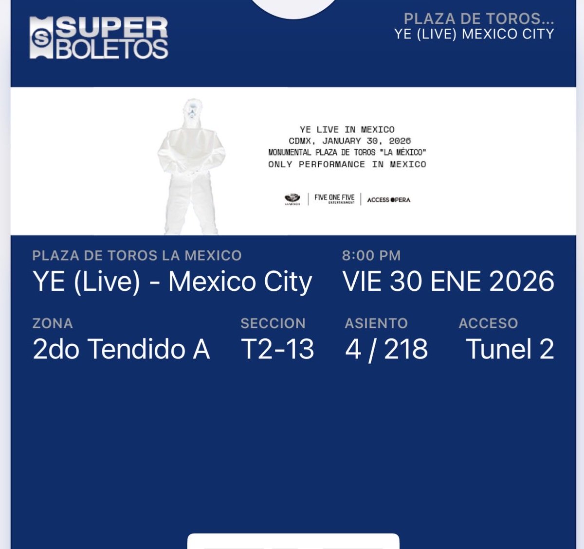 izabellatal's tweet photo. Me encanta que me siga apareciendo mi boleto de @kanyewest en la wallet. https://t.co/m0Zgu5JxiD