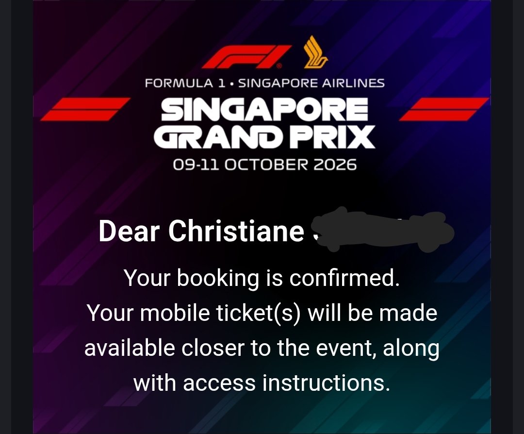 TPFKAJDRC's tweet photo. Guess I'll be going to the #SingaporeGP. Can't make the race as my flight will be on Sunday,  but the qualifying on Saturday will be fine  🏁 https://t.co/w4tLmjPkON