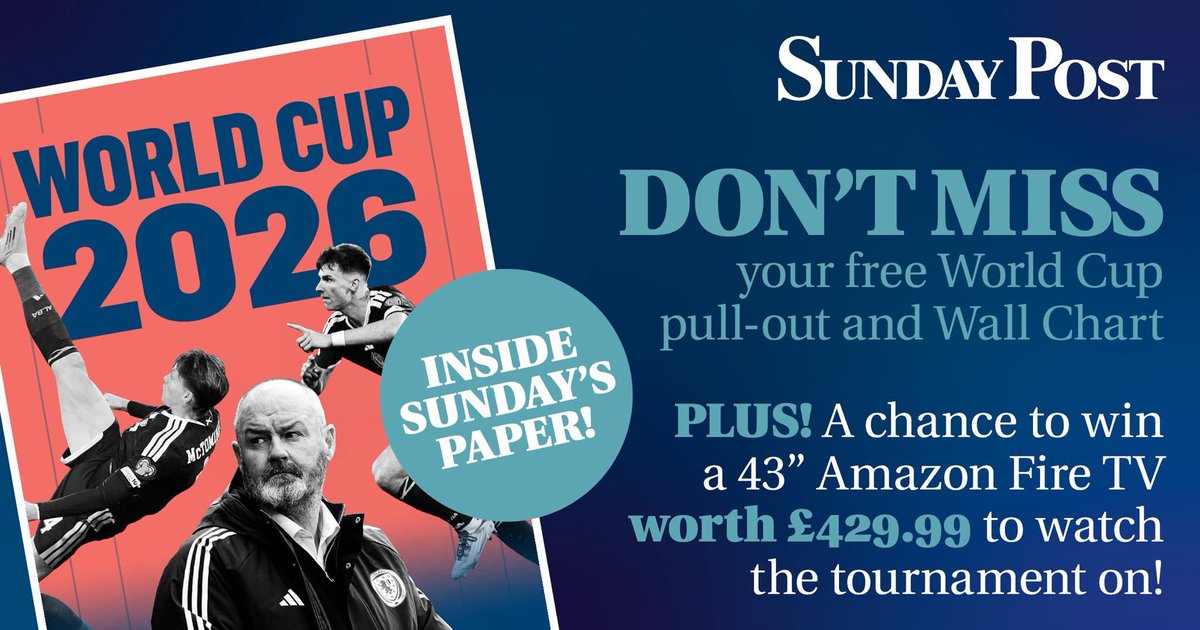 Sunday_Post's tweet photo. ⚽ Everything you need to get tournament-ready is inside Sunday's paper! 📰🏆

Don’t miss our special World Cup content — plus a fantastic prize up for grabs for one lucky reader 👀📺 https://t.co/sRCCbXvtII