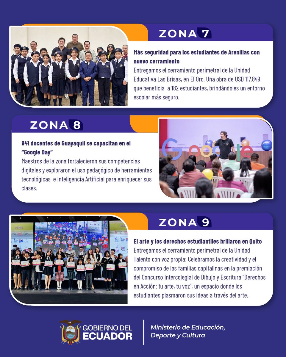 Educacion_Ec's tweet photo. 📢 #NoticiasPepas | Del 1 al 5 de junio, el MINEDEC impulsó iniciativas que fortalecen el acceso a la educación, promueven el bienestar estudiantil y fomentan nuestra identidad cultural. 🎓✨

Entre las actividades destacadas de la semana se encuentran el lanzamiento de las becas “Jóvenes del Nuevo Ecuador 2026”, que amplían las oportunidades de acceso y permanencia en la educación superior, y “El Pasillo en tu Cole”, una iniciativa que llevó música, cultura y alegría a estudiantes de la capital.

📸 Conoce más sobre estas y otras acciones destacadas. 👇🏻