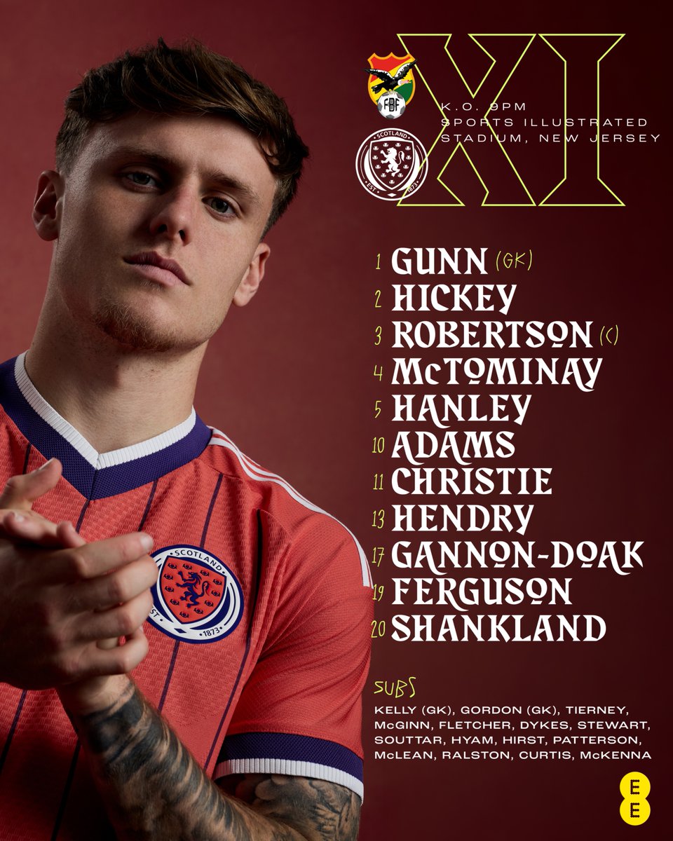 ScotlandNT's tweet photo. 🔢 Tonight’s team is locked in 🔒

#BOLSCO | #FIFAWorldCup https://t.co/FMZFVWV4kh