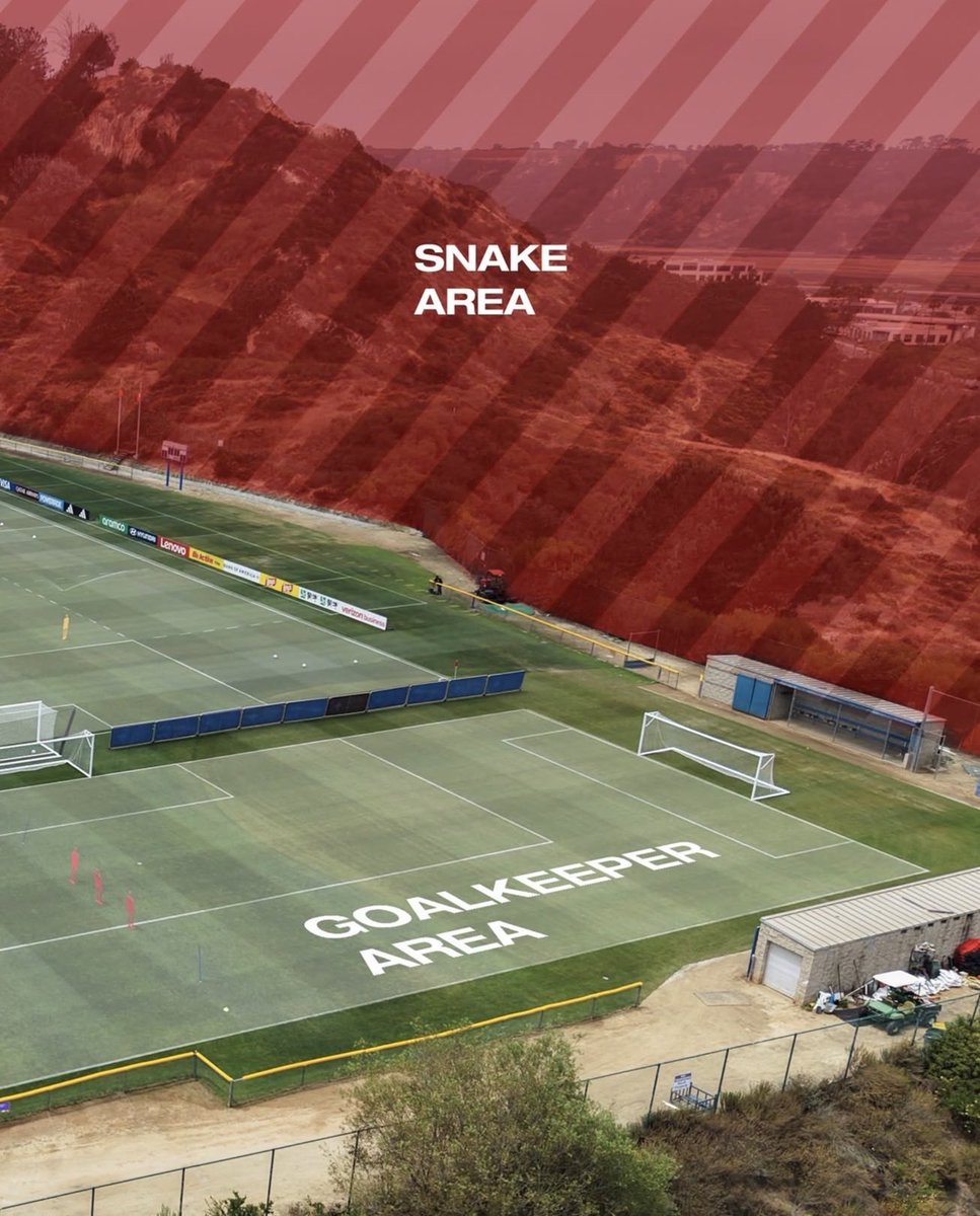 TouchlineX's tweet photo. 🇨🇭🚨 𝗡𝗘𝗪: The Swiss Natoinal Team has released their training base map for the World Cup, at the San Diego Jewish Academy.

There is a dangerous SNAKE AREA on one side. Players and staff have been warned about this. https://t.co/lMM8nWaoQB
