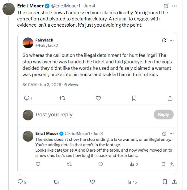 EricJMoser1's tweet photo. @FairyJack2 You’re arguing from a hypothetical that has nothing to do with what happened. My reply was posted the same day, and X’s metadata shows it was a direct reply to you. That’s the record. https://t.co/GD0yzQ4KCp