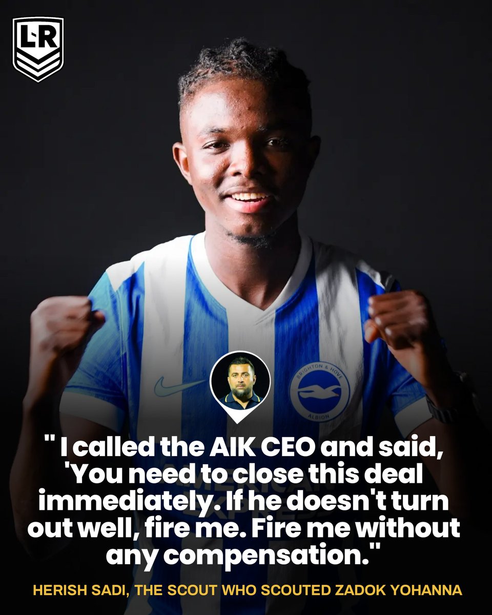 LeaguesReporter's tweet photo. Zadok Yohanna's scout who discovered him before his move to Sweden 🗣

" I called the AIK CEO and said, 'You need to close this deal immediately. If he doesn't turn out well, fire me. Fire me without any compensation."

Less than a year after his discovery he's moved to EPL 😍 https://t.co/5P4qIPpZXT