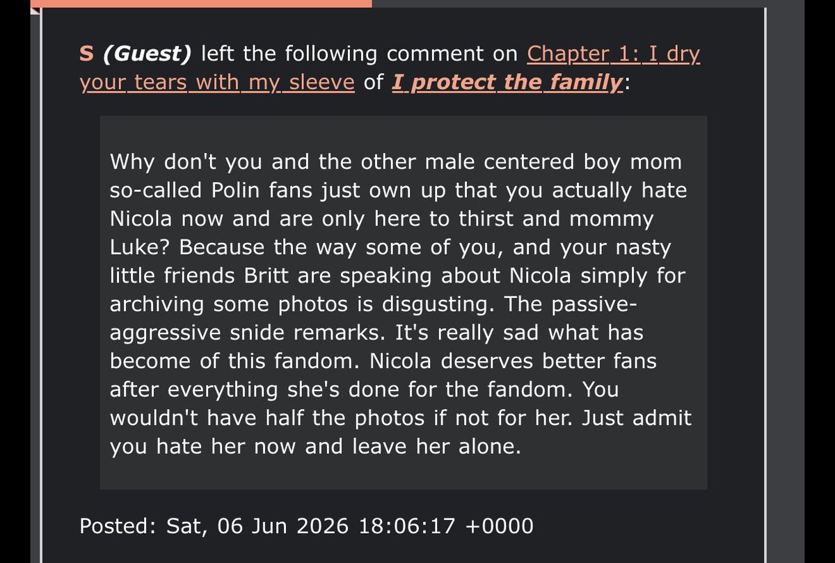 Briggiefan's tweet photo. Like genuinely are you all ok? 

Leaving a comment on a fic from forever ago when I said ZERO about Nic archiving posts?

Take some medication please fkng weirdos 🙏 https://t.co/AOc1898OhX
