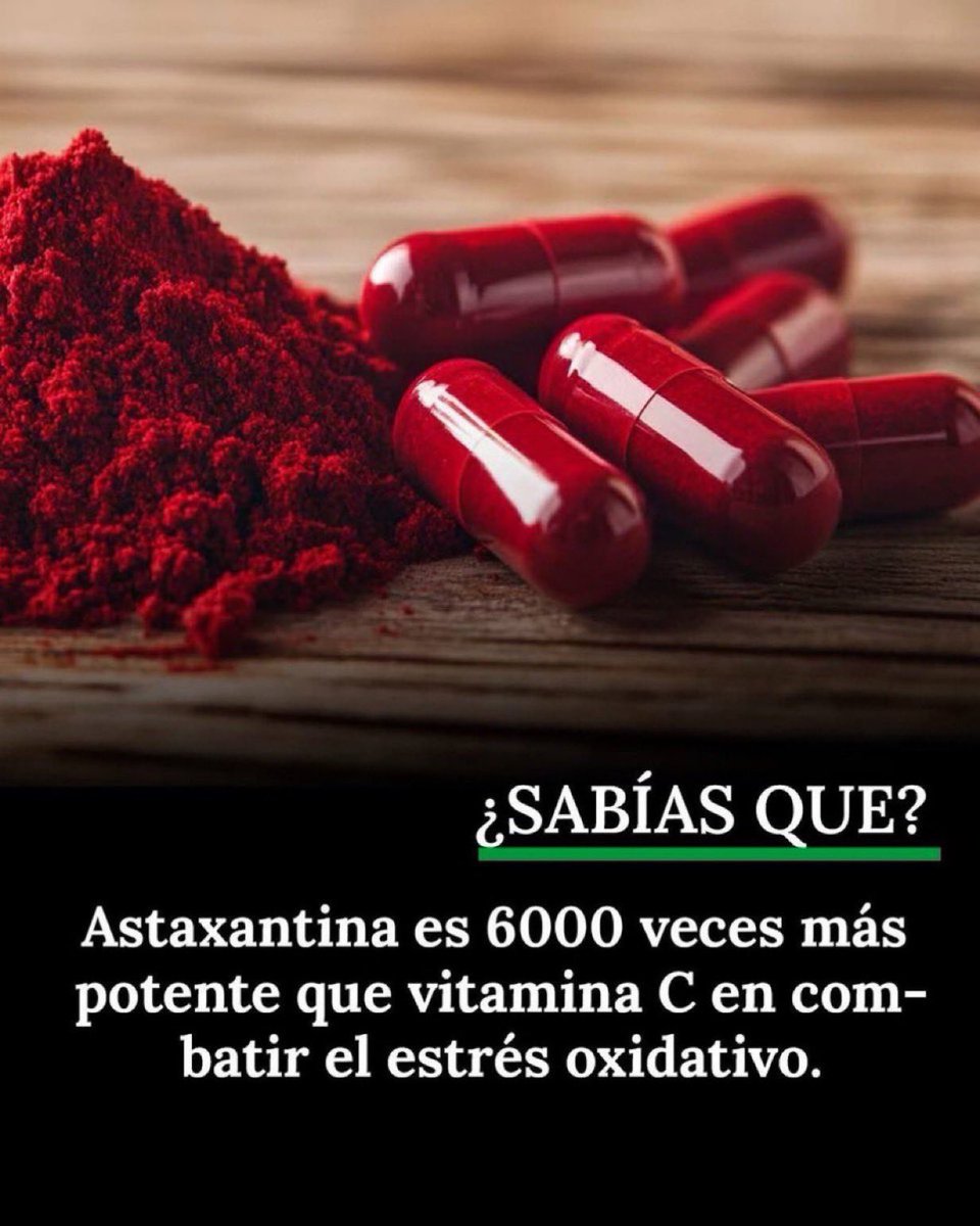 DaAcervo's tweet photo. VOCÊ SABIA?

Astaxantina é 6000 vezes mais potente que a vitamina C em combater o estresse oxidativo.

O que é astaxantina e por que falam tanto dela?

A astaxantina é um carotenoide natural (pigmento vermelho-alaranjado) encontrado principalmente em microalgas (como a Haematococcus pluvialis). É o que dá aquela cor rosa/vermelha característica ao salmão selvagem, por exemplo.

Ela é considerada um dos antioxidantes mais potentes da natureza e o número 6000 vezes mais forte que a vitamina  C, aparece em dezenas de artigos científicos, revisões e sites de suplementos. Esse valor vem de estudos que medem a capacidade de neutralizar o oxigênio singlete (um tipo muito reativo de radical livre/ROS, espécies reativas de oxigênio). 
Nesses testes, a astaxantina mostra uma potência muito superior comparada a outros antioxidantes.

Comparações comuns citadas em estudos e revisões:

- Até 6000 vezes mais potente que a vitamina C (ácido ascórbico) contra oxigênio singlete.
- Até 100–550 vezes mais potente que a vitamina E (alfa-tocoferol).
- Até 40–110 vezes mais potente que o betacaroteno.
- Até 770–800 vezes mais potente que a coenzima Q10.

Esses números são baseados principalmente em testes de extinção de oxigênio singlete e scavenging de radicais livres em sistemas livres de células ou membranas modelo. 
Um artigo de revisão bem citado (Bjørklund et al., 2022, no PMC) e vários outros em ScienceDirect confirmam essa faixa.

- A astaxantina é lipossolúvel, atravessa membranas celulares com facilidade (inclusive barreira hematoencefálica e da retina), protege tanto a parte interna quanto externa das membranas lipídicas, e não se torna pró-oxidante facilmente.

Por isso, em contextos como proteção da pele contra UV, redução de inflamação, saúde ocular, cerebral e muscular, a astaxantina frequentemente mostra resultados superiores ou complementares à vitamina C em estudos clínicos e pré-clínicos. 
Muitos especialistas dizem que os dois se complementam muito bem.

Benefícios mais estudados da astaxantina

- Proteção da pele (melhora elasticidade, diminui rugas finas).
- Saúde ocular (protege retina, ajuda em fadiga visual).
- Suporte cardiovascular e cerebral (reduz inflamação e estresse oxidativo).
- Melhora na recuperação muscular e endurance.
- Ação anti-inflamatória geral.

As doses comuns em suplementos variam de 4 a 12 mg/dia (às vezes até 24 mg em formas lipossomais), e é considerada muito segura.

https://t.co/wjGQUvMITE

https://t.co/rbKNtFOzTV

https://t.co/dNti2qzVsG
