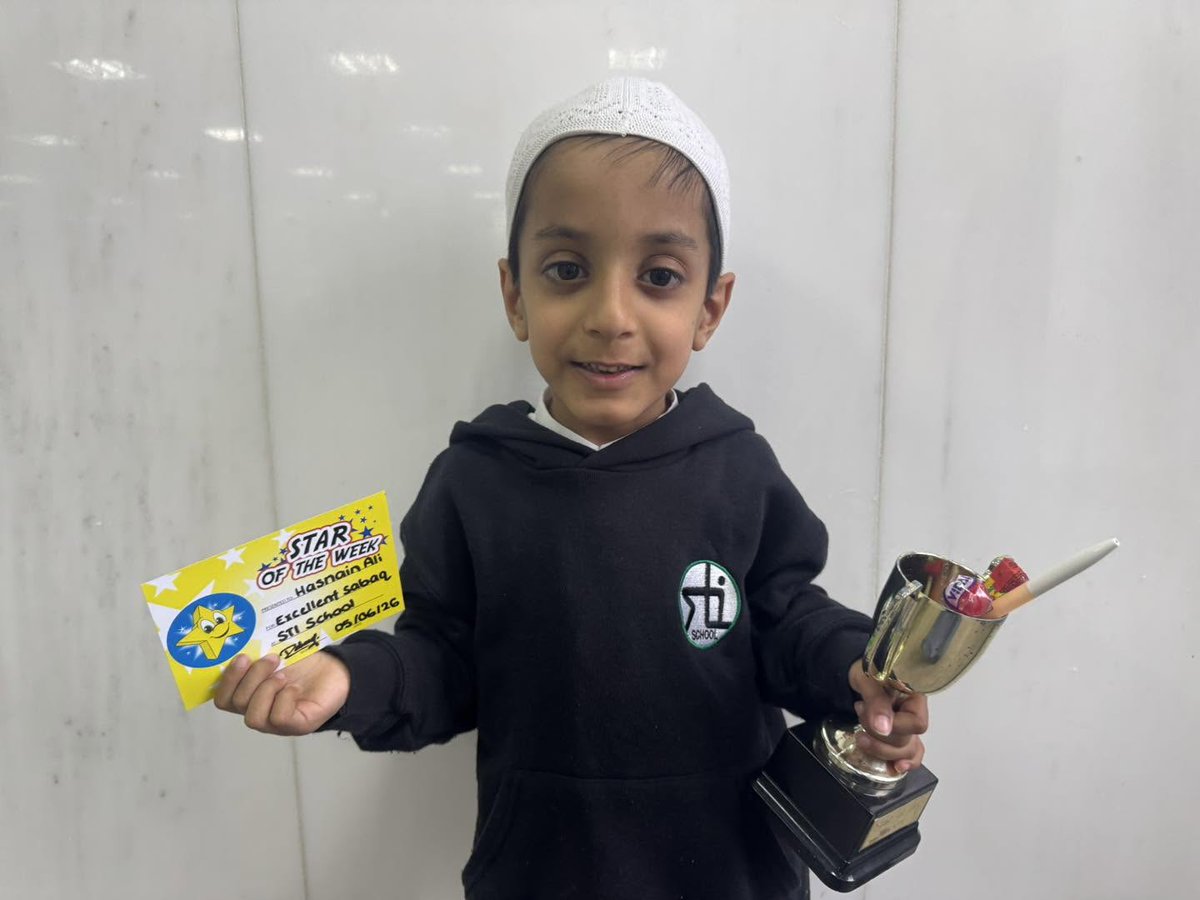 stischool's tweet photo. 🌟STAR OF THE WEEK🌟

Well done to Hasnain, another KS1 newcomer, who received the “Star of the Week” Award for excellent sabaq and settling in fabulously to life at STI School. Keep up the great work!

#stischool 
#learn #practice #teach https://t.co/S2lLesNSD6