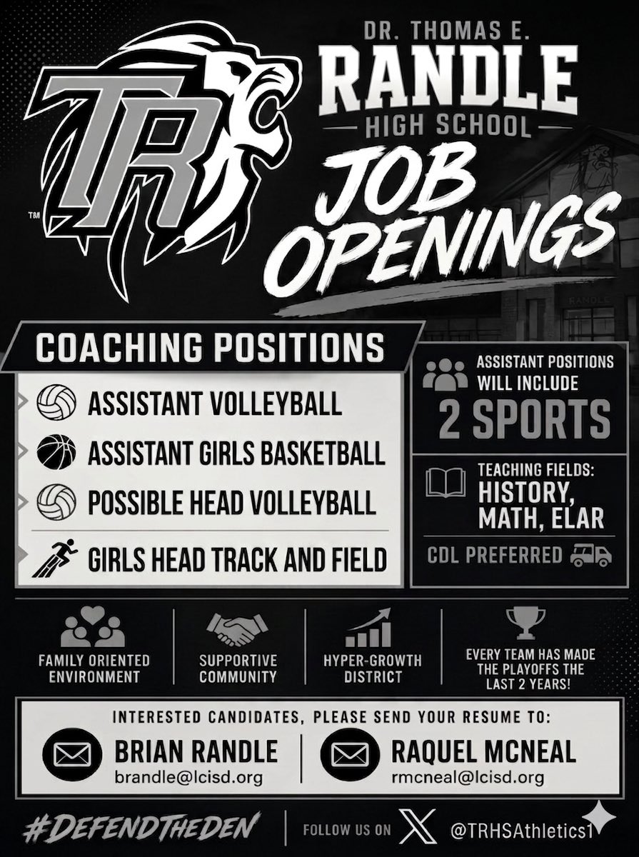 CoachDMcNeal's tweet photo. Join us at The Denโผ๏ธ๐ฆ
Weโre looking for dedicated, hardworking individuals who are ready to make an impact in the classroom and in our athletics programs! If youโre ready to help us continue building the Lion Legacy please reach out! #JoinThePride @BrianRandle40 https://t.co/csmnw9ixYy